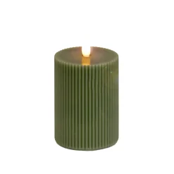 3 in. by 5 in. HGTV Home Collection Flameless Georgetown Pillar Candle, Dk Green