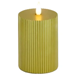 5 in. by 11 in. HGTV Home Collection Flameless Georgetown Pillar Candle, Gold