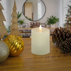 4 in. by 6 in. HGTV Home Collection Flameless Georgetown Pillar Candle, Ivory