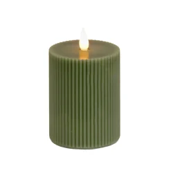 5 in. by 7 in. HGTV Home Collection Flameless Georgetown Pillar Candle, Dk Green