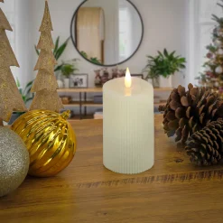 3 in. by 9 in. HGTV Home Collection Flameless Georgetown Pillar Candle, Ivory
