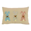 18 in. by 10 in. Plaid Easter Bunnies Decorative Pillow