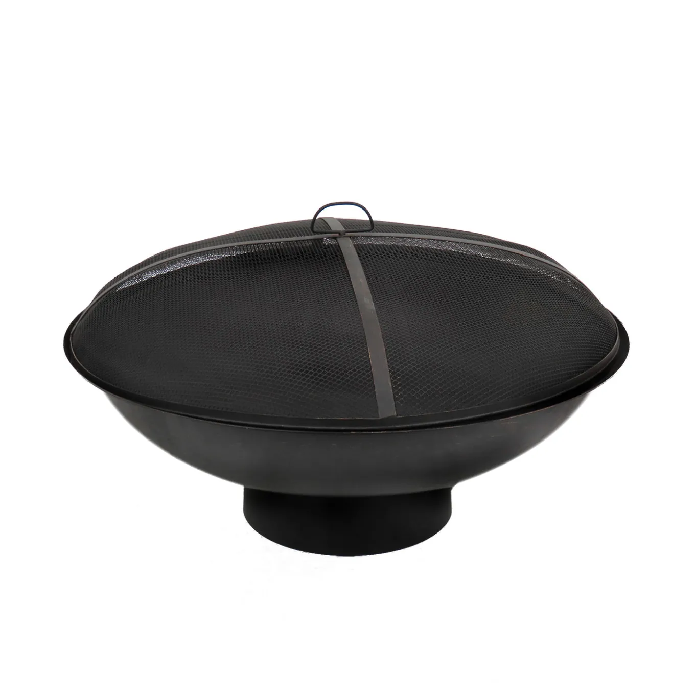 32 in. Cast Iron Outdoor Fire Pit Bowl with Black Screen Cover