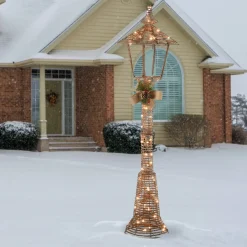 60 in. Champagne Vine Lamppost Decoration with Clear Lights