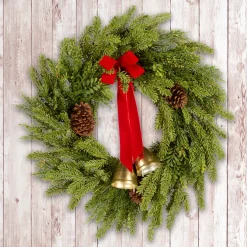 28 in. Christmas Bells Pine Wreath