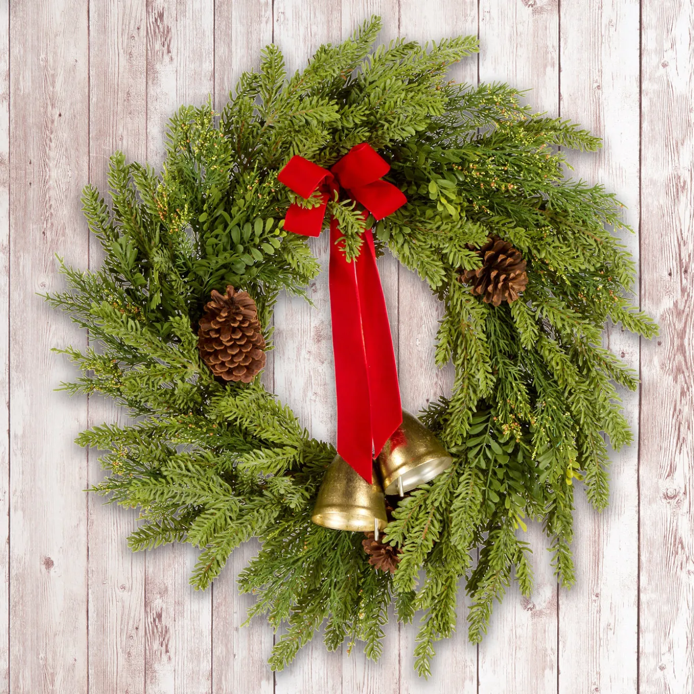 28 in. Christmas Bells Pine Wreath