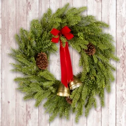 28 in. Christmas Bells Pine Wreath