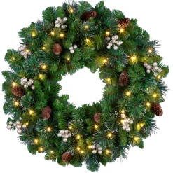 24 in. Crestwood Gold Spruce Wreath with Clear Lights