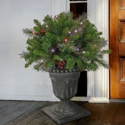 24 in. Crestwood Spruce Porch Bush with Twinkly LED Lights