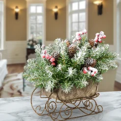 10 in. Dunhill Fir Sleigh Centerpiece