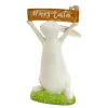 11 in. Easter Bunny Figure Holding "Happy Easter" Sign Table Decoration