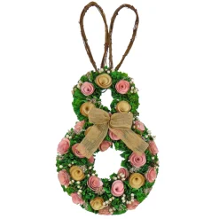 20 in. Easter Bunny Hanging Silhouette Decorated with Green, Pink and Yellow Flowers