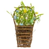 18 in. Easter Hanging Wall Basket Decorated with Pastel Eggs and Spring Flowers