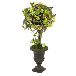 26 in. Easter Single Topiary Ball in a Urn Decorated with Pastel Eggs and Flower Blooms