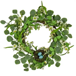 20 in. Easter Wreath Decorated with Spring Blooms and Pastel Eggs