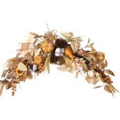 36 in. Fall Door Decoration with Pine Cones, Pumpkins, Gourds, Assorted Leaves