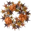 24 in. Fall Wreath with Hydrangeas, Maple Leaves, Pinecones, Berry Clusters