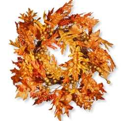 24 in. Fall Wreath with Maple Leaves, Berry Clusters