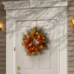 26 in. Fall Wreath with Pumpkins, Pinecones, Berry Clusters, Assorted Leaves