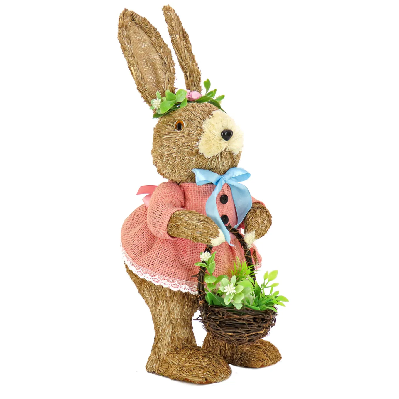 10 in. Female Bunny in Pink Dress Table Decoration