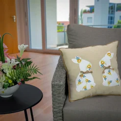16 in. Floral Easter Bunny Decorative Pillow