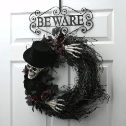 16 in. Halloween Beware Wreath Hanger