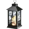 16 in. Halloween Carved Images of Ghosts and Cobwebs Lantern with LED Lights