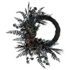 18 in. Halloween Deep Purple Fern Sakura Half Wreath