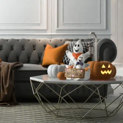 21 in. Halloween Pre-Lit 3 Ghosts with The Boo Crew Sign Table Decoration and Multi Color LED Lights