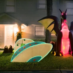 35 in. Halloween Pre-Lit Alien Spaceship Outdoor Lawn Decoration with LED Lights
