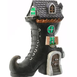 6 in. Halloween Pre-Lit Haunted Boot House Decoration with LED Lights