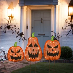 26 in. Halloween Pre-Lit Jack-O-Lantern Garden Stakes