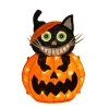 23 in. Halloween Pre-Lit Pumpkin and Black Cat Lighted Sign Decoration with LED Lights