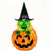 28 in. Halloween Pre-Lit Pumpkin and Witch Lighted Sign Decoration with LED Lights
