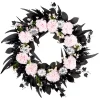 26 in. Halloween Pretty Morbid Pink Carnation Wreath with Silver Pumpkins