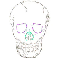 37 in. Halloween Skull Lighted Sign Decoration with LED Lights