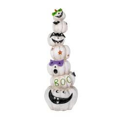 47 in. Halloween Stacked White Jack-O-Lanterns Decoration