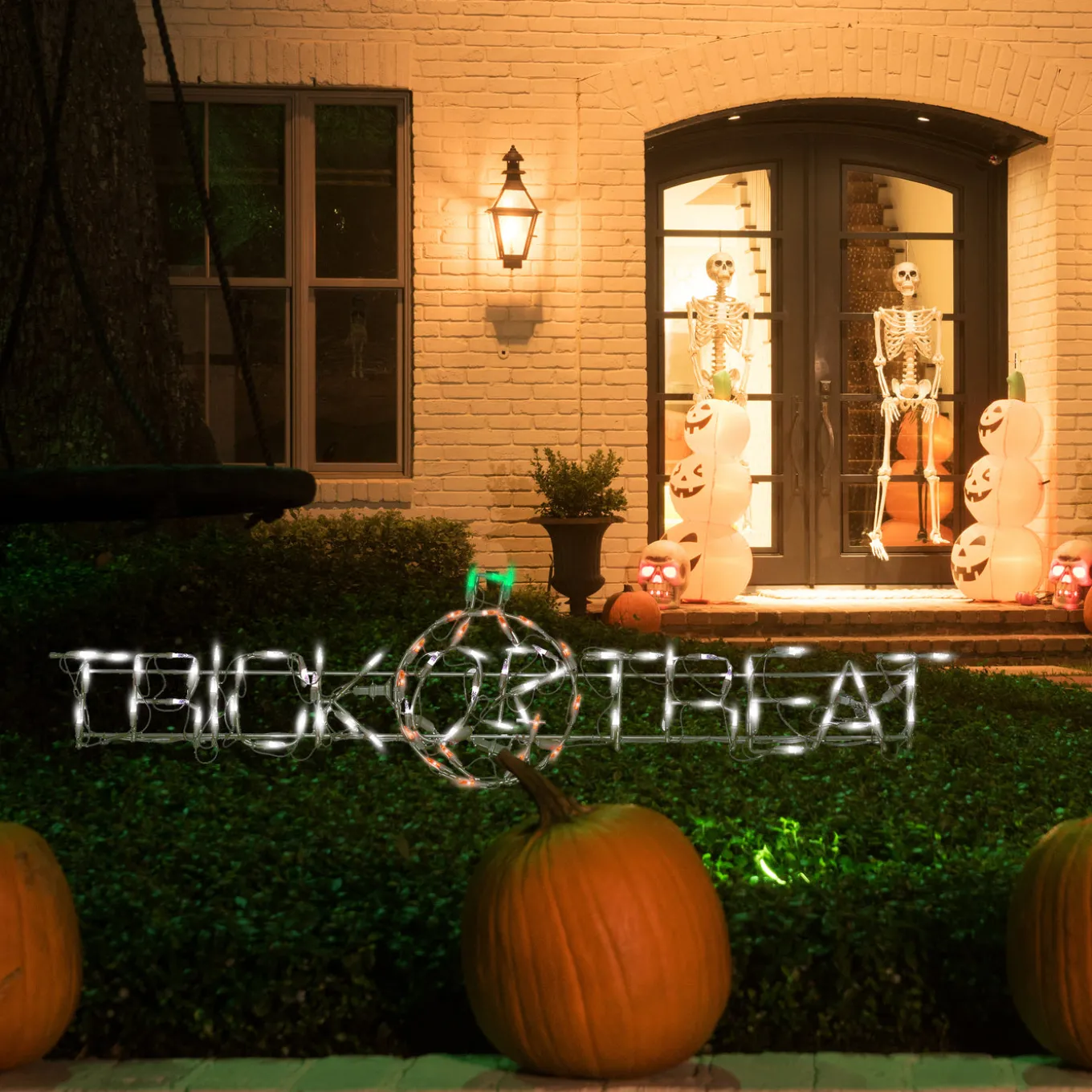 52 in. Halloween Trick or Treat Lighted Sign Decoration with LED Lights