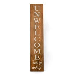 39 in. Halloween Unwelcome Just Go Away Wooden Hanging Porch Sign Decoration
