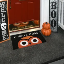 30 in. Halloween WHOS THERE Owl Doormat Decoration