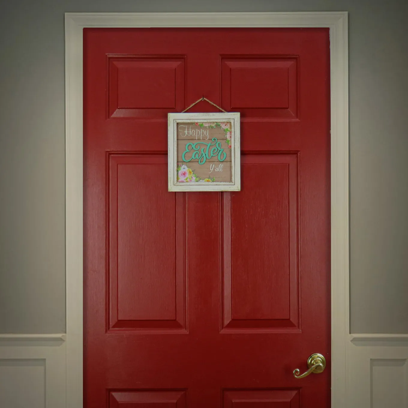 10 in. Happy Easter Y'all Hanging Wall Sign Decoration