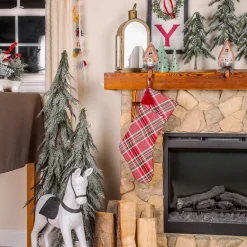 20 in. HGTV Home Collection Bias Cut Red Plaid Stocking