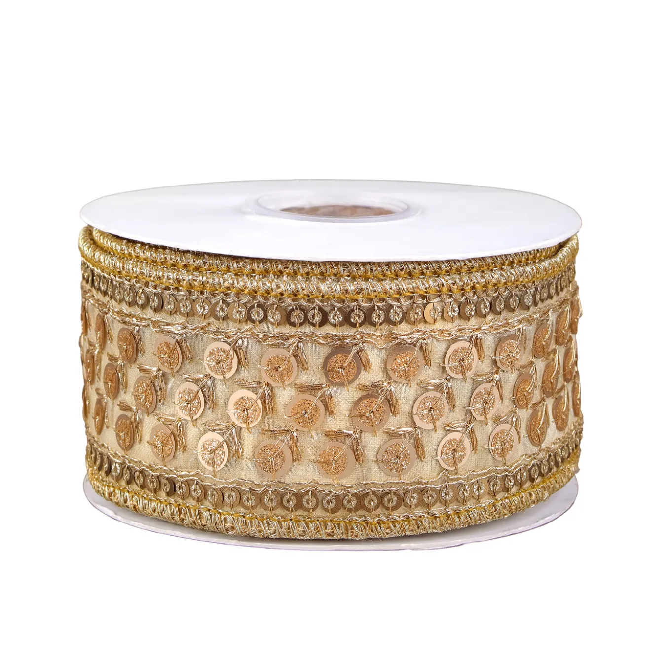 2.5 in. HGTV Home Collection Dupioni Gold Beaded Ribbon