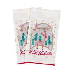 18 in. HGTV Home Collection Christmas Snow Globe Guest Towel Pair