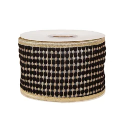 3 in. HGTV Home Collection Carmel Jacquard Double-Sided Ribbon, Black