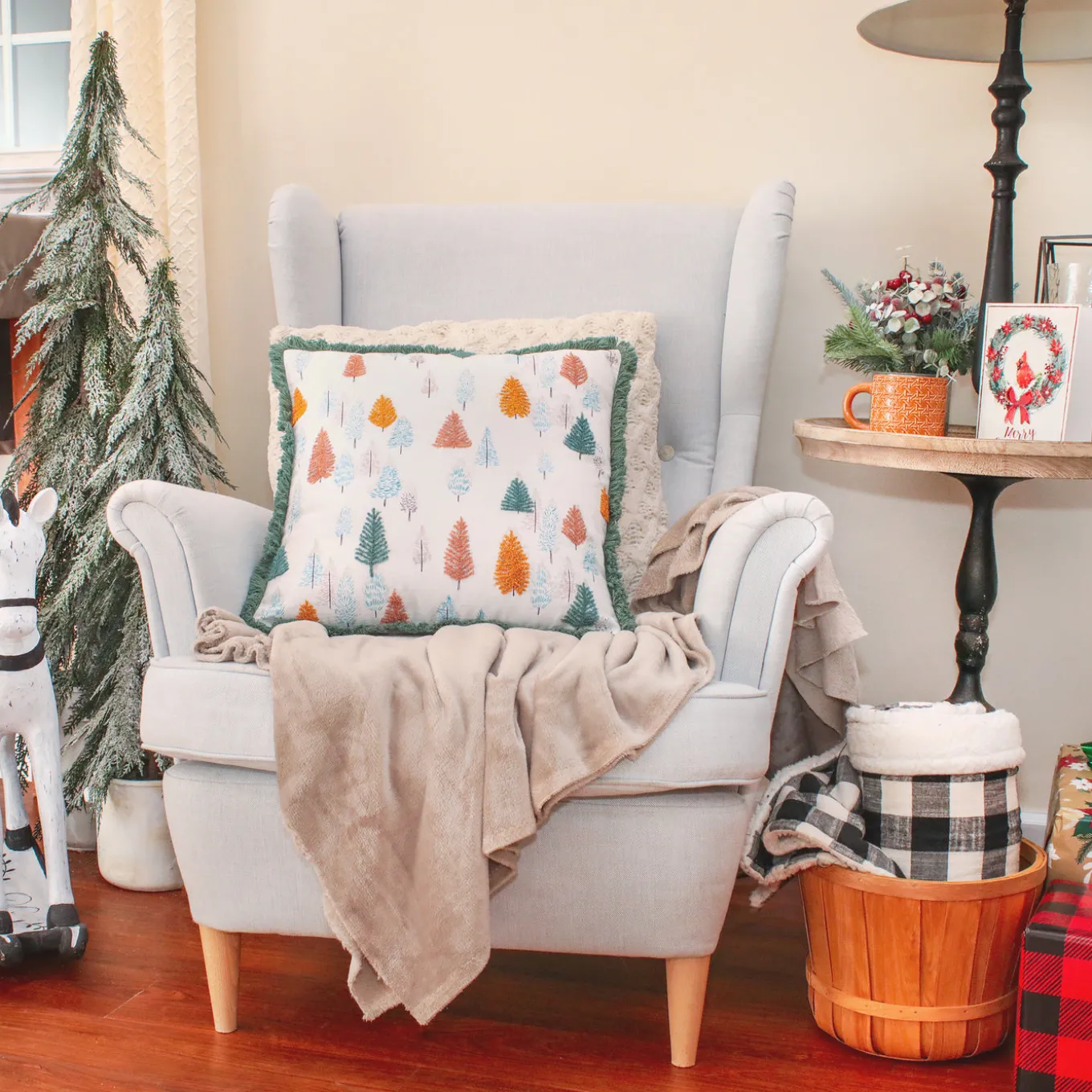 18 in. HGTV Home Collection Whimsical Forest Christmas Pillow