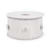 3 in. HGTV Home Collection Dupioni Button Ribbon, White
