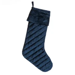 19 in. HGTV Home Collection Quilted Velvet Stocking, Blue