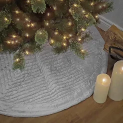 60 in. HGTV Home Collection Quilted Velvet Tree Skirt, Silver