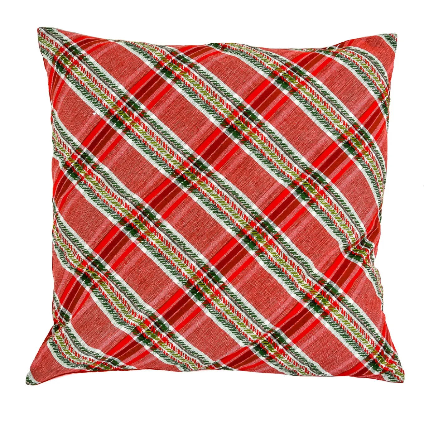24 in. HGTV Home Collection Bias Cut Red Plaid Pillow